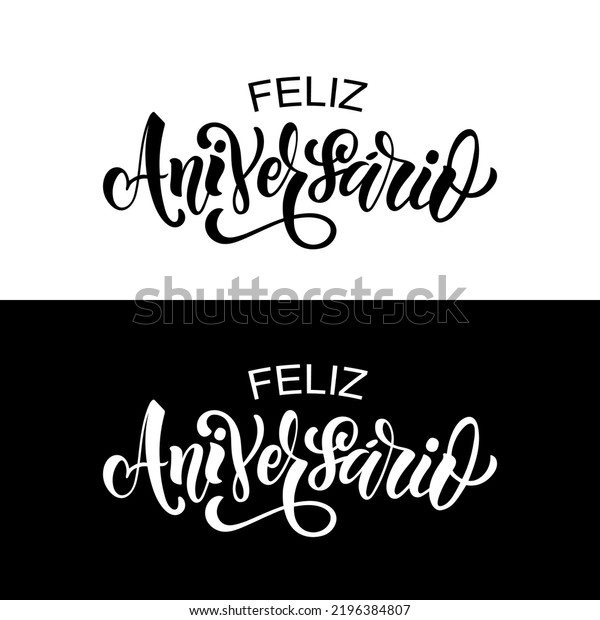 Feliz Aniversario frase manuscrita en español vector de stock libre