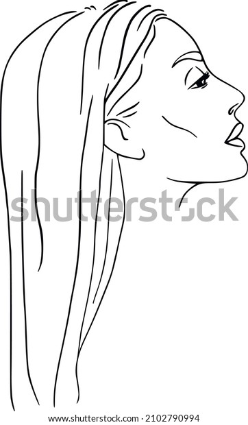 Female Face Line Art Vector Woman Stock Vector Royalty Free