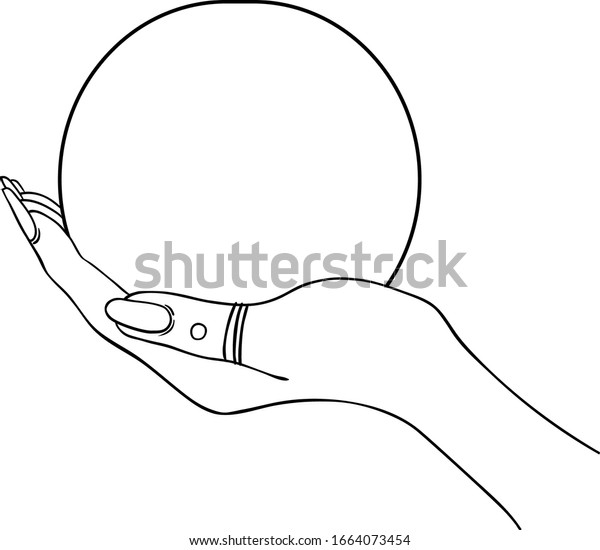 Female Hand Holding Magic Crystal Ball Stock Vector Royalty Free Shutterstock