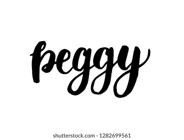 Female Name Peggy Handwritten Lettering Black Stock Vector Royalty