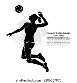 Female Volleyball Player Jumps Hits Ball Stock Vector Royalty Free