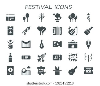 Festival Icon Set 30 Filled Festival Stock Vector Royalty Free