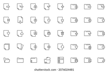 Files Folders Line Icons Set Linear Stock Vector Royalty Free