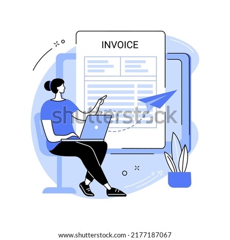 Fill out an invoice isolated cartoon vector illustrations. Freelance worker filling an invoice using computer, remote work, distance job payroll, digital nomad, payment document vector cartoon.
