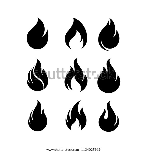 Fire Flames Fire Set Logo Design Stock Vector Royalty Free