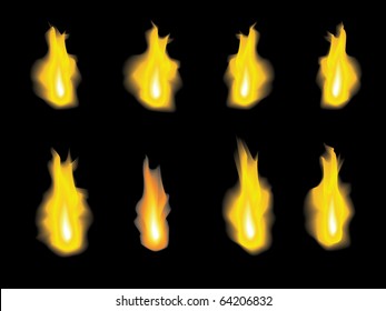 Fire Animation Sprites Flames Vector Set