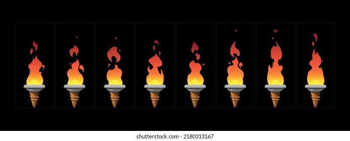 Fire Torch Animation Flame Cartoon Torch Stock Vector Royalty Free