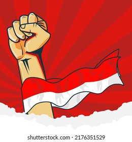 Fist Indonesian Flag Suitable Indonesian Independence Stock Vector Royalty Free