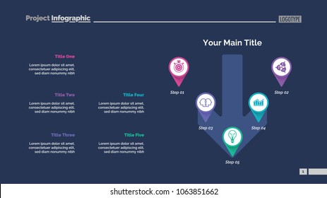 Five Pointers Process Chart Slide Template Stock Vector Royalty Free