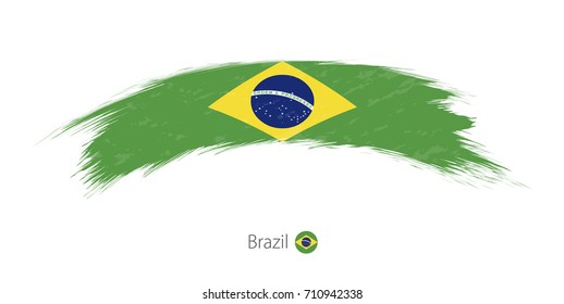 Flag Brazil Rounded Grunge Brush Stroke Stock Vector Royalty Free