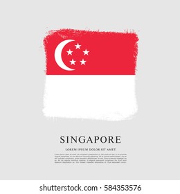 Flag Singapore Brush Stroke Background Stock Vector Royalty Free