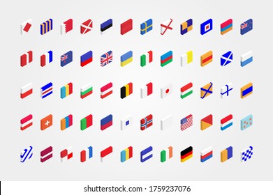 Flags Isolated Isometric Stock Vector Set Stock Vector Royalty Free