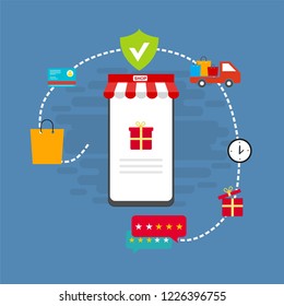 Flat Design Vector Illustration Icons Ecommerce Stock Vector Royalty