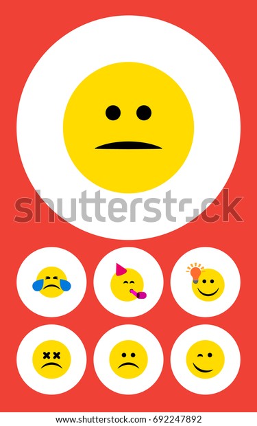 Flat Icon Emoji Set Displeased Sad Stock Vector Royalty Free 692247892