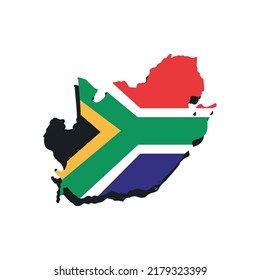 Flat South Africa Map Flag Over Stock Vector Royalty Free