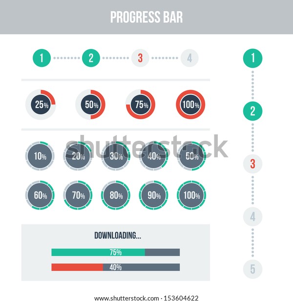 Flat Ui Design Elements Set Different Stock Vector Royalty Free