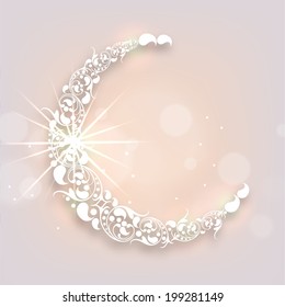 Floral Design Decorated Crescent Moon On Stock Vector Royalty Free