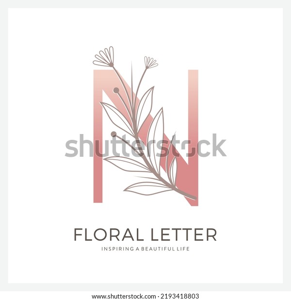 Floral Letter N Logo Design Luxury Stock Vector Royalty Free