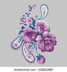 Flower Bunch Textile Print Work Stock Vector Royalty Free