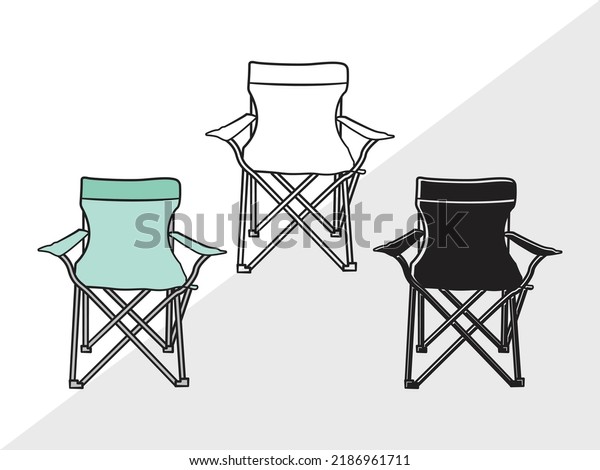 Folding Beach Chairs Clipart Svg Printable Stock Vektor Royaltyfri