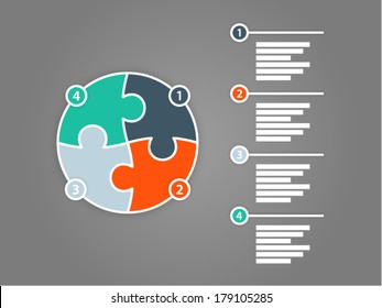 Four Sided Round Puzzle Presentation Infographic Stock Vector Royalty