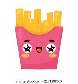 French Fries Kawaii Food Character Stock Vector Royalty Free