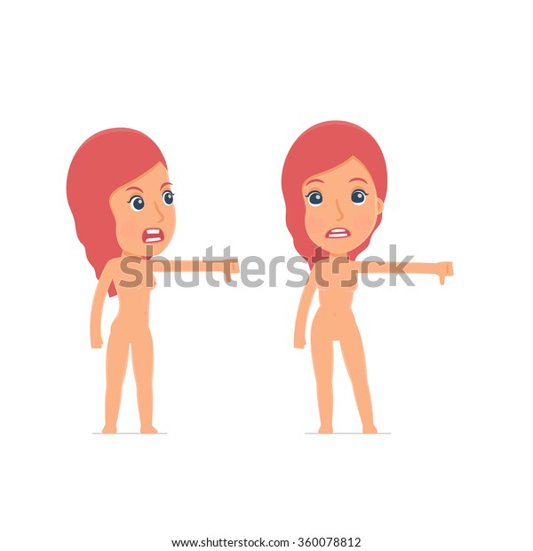 Frustrated Angry Character Naked Female Showing Stock Vector Royalty