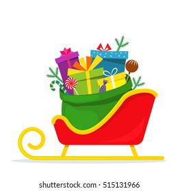 Full Bag Gifts Santa Claus Sled Stock Vector Royalty Free