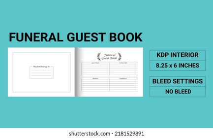 Funeral Guest Book Kdp Interior Stock Vector Royalty Free