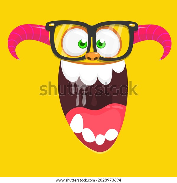 Funny Cartoon Nerd Monster Face Wearing Stock Vector Royalty Free