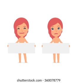 Funny Character Naked Female Holds Interacts Stock Vector Royalty Free