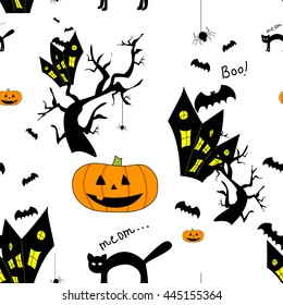 Set Different Halloween Vector Silhouettes Stencils Stock Vector