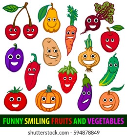 Funny Various Cartoon Vegetables Vector Clip Stock Vector Royalty Free