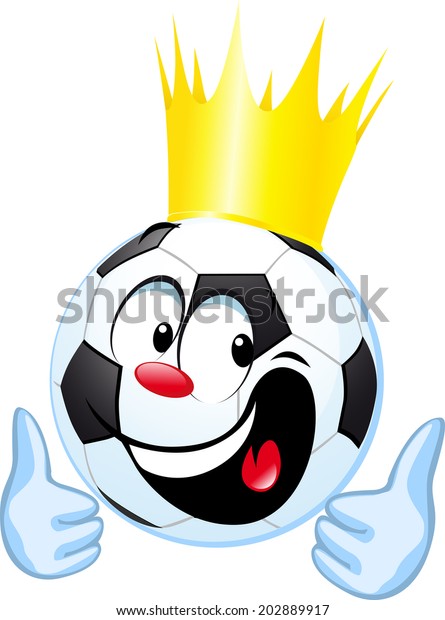 Funny Soccer Ball Royal Crown Thumb Stock Vector Royalty Free 202889917