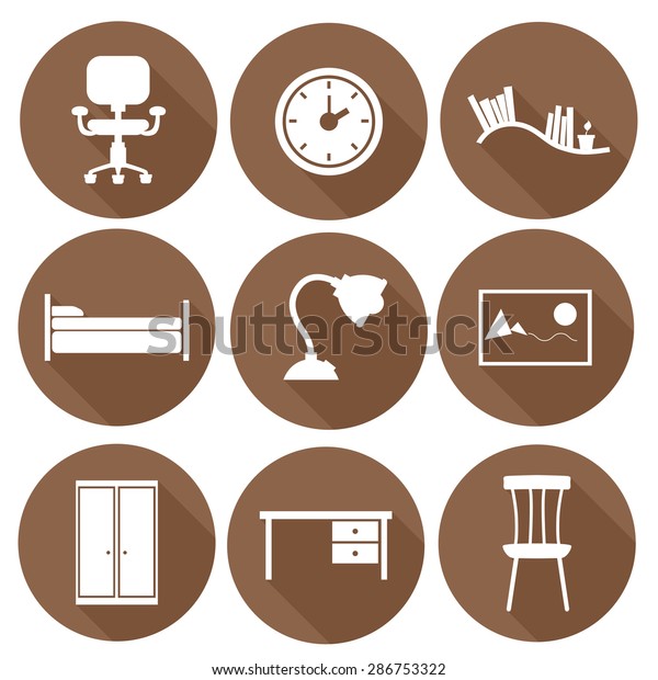 Furniture Vector Icon Set Flat Design Stock Vector Royalty Free