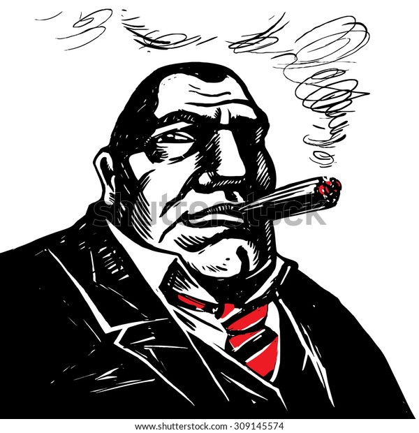 Gangster Boss Cigar Engraved Style Vector Stock Vector Royalty Free