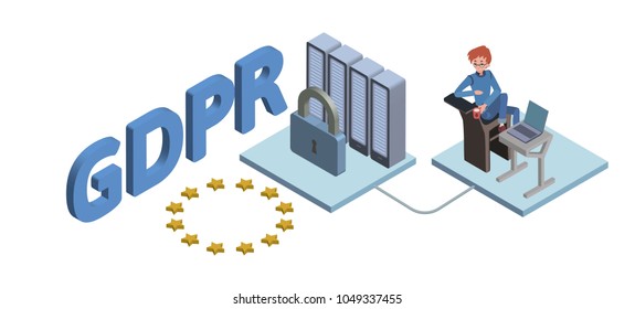 Gdpr Concept Isometric Illustration General Data Stock Vector Royalty