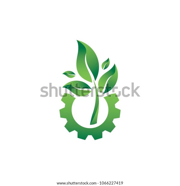 Gear Leaf Logo Vector Logo Template Stock Vector Royalty Free 1066227419