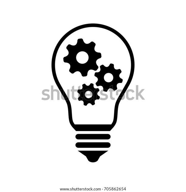 Gear Lightbulb On White Background Stock Vector Royalty Free