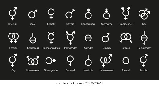 Gender Symbols Vector Sexual Orientation Outline