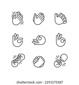 Gestures Communication Pixel Perfect Linear Icons Stock Vector Royalty