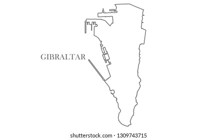 Gibraltar Gray Line Map vector de stock libre de regalías 1309743715