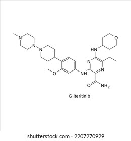 Gilteritinib Molecule Flat Skeletal Structure Tyrosine Stock Vector