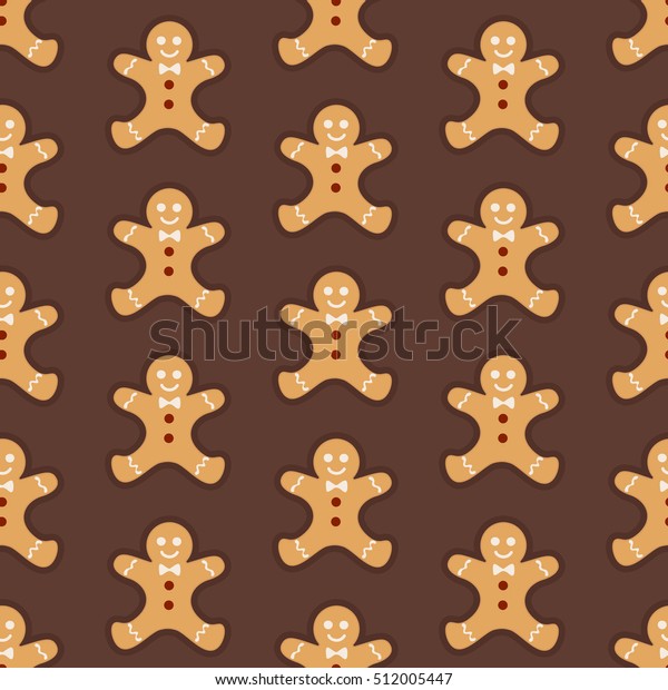 Gingerbread Man Seamless Pattern Great Christmas Stock Vector Royalty