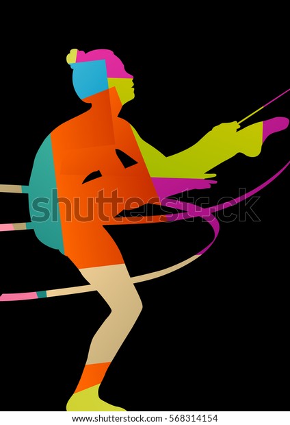 Girl Calisthenics Sport Gymnast Silhouette Acrobatics Stock Vector