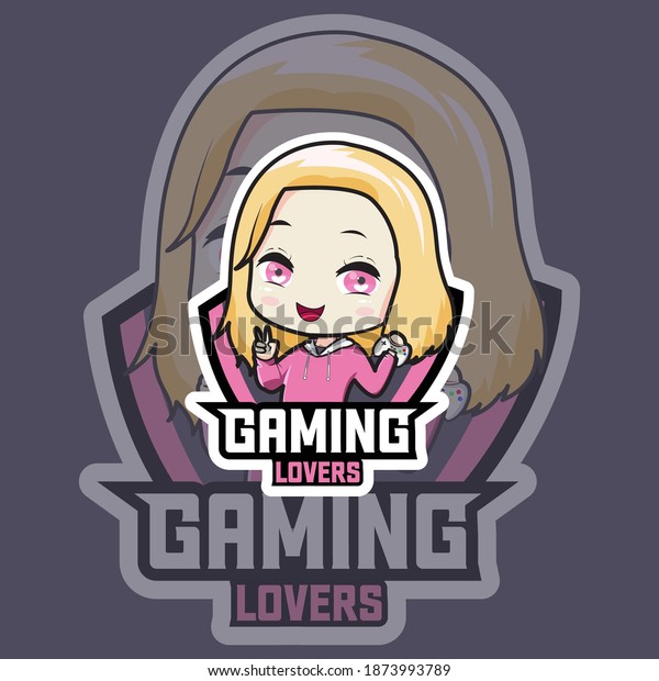 Girl Gaming Chibi Esport Logo Design Stock Vector Royalty Free