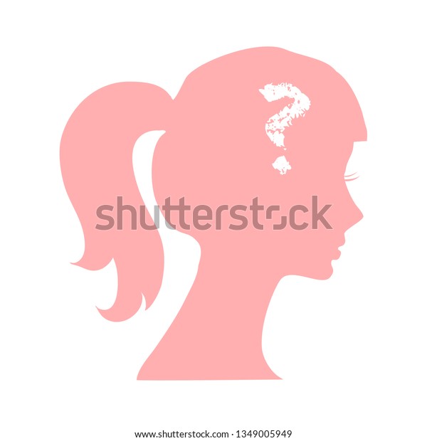 Girl Head Silhouette Question Mark Sign Stock Vector Royalty Free