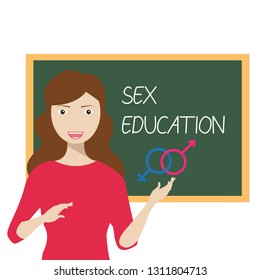 Girl Teacher Blackboard Teaching Sex Education Vector De Stock Libre