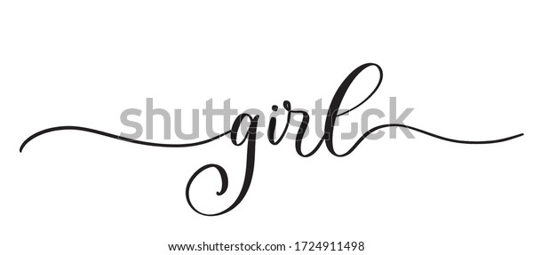 Girl Typography Lettering Quote Brush Calligraphy Stock Vector Royalty