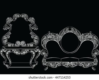 Glamorous Rich Baroque Rococo Sofa Set Stock Vector Royalty Free